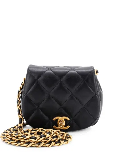 Pre-owned Chanel Coco Mail Clutch With Chain Quilted Calfskin Mini Crossbody Bag In Black