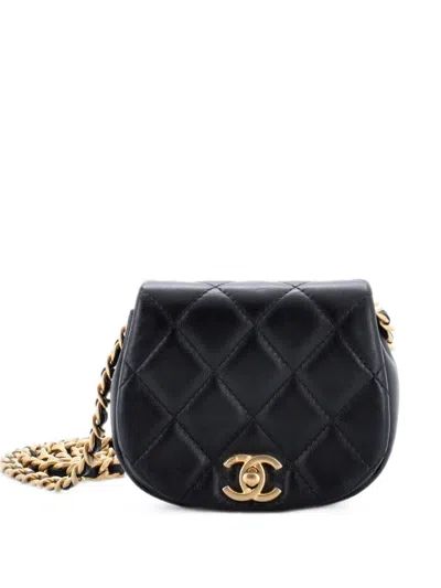 Pre-owned Chanel Coco Mail Clutch With Chain Quilted Calfskin Mini Crossbody Bag In Black