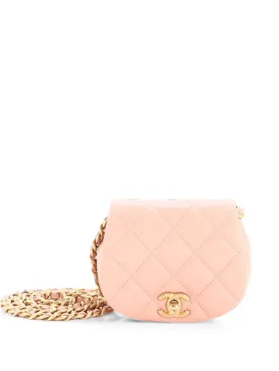 Pre-owned Chanel Coco Mail Clutch With Chain Quilted Calfskin Mini Crossbody Bag In Pink