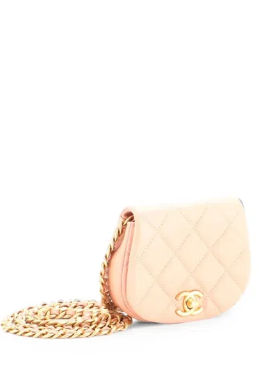 Pre-owned Chanel Coco Mail Clutch With Chain Quilted Calfskin Mini Crossbody Bag In Pink