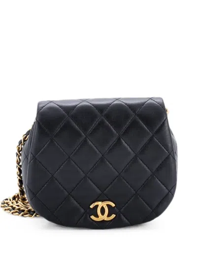 Pre-owned Chanel Coco Mail Clutch With Chain Quilted Calfskin Small Crossbody Bag In Black