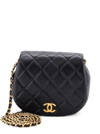 Pre-owned Chanel Coco Mail Clutch With Chain Quilted Calfskin Small Crossbody Bag In Black