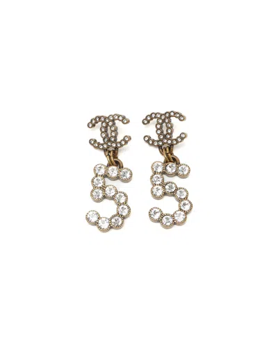 Chanel Coco Mark 5 Rhinestone Earrings In Gold