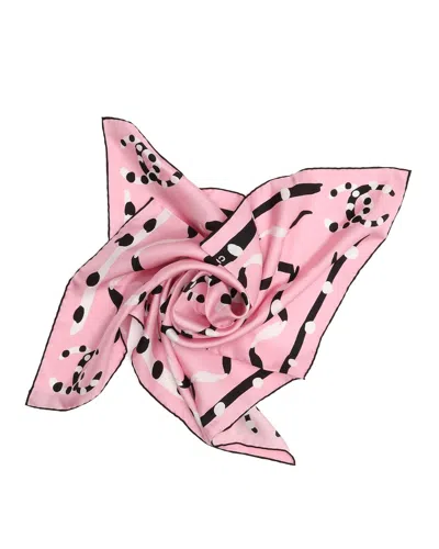 Pre-owned Chanel Coco Mark 60 Silk Scarf In Pink