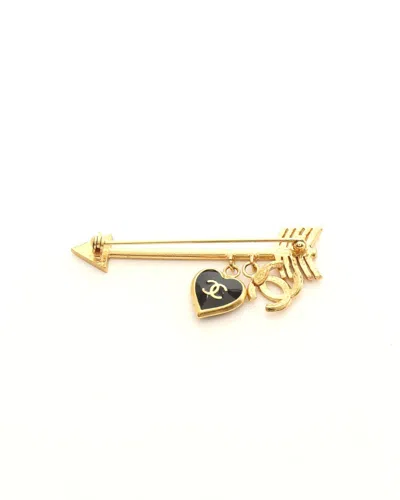 Pre-owned Chanel Coco Mark Arrow Brooch In Multi