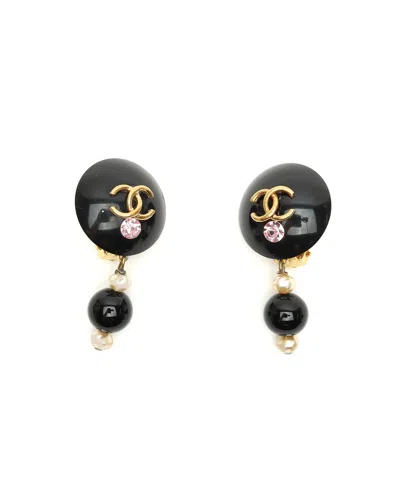 Pre-owned Chanel Coco Mark Black Clip-on Earrings