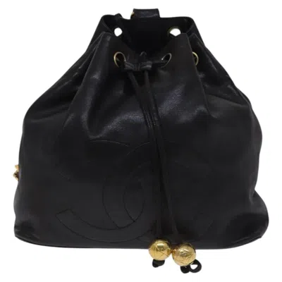 Pre-owned Chanel Coco Mark Black Leather Backpack Bag ()