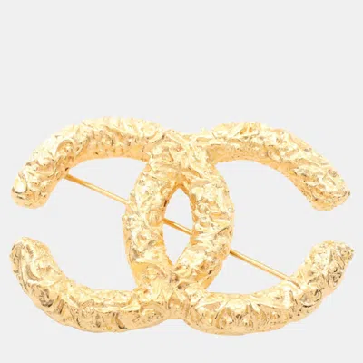 Pre-owned Chanel Coco Mark Brooch 93a Brooch Gp Gold Lava 93a