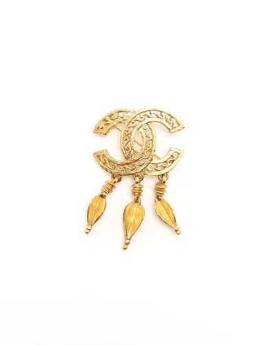 Pre-owned Chanel Coco Mark Brooch In Gold