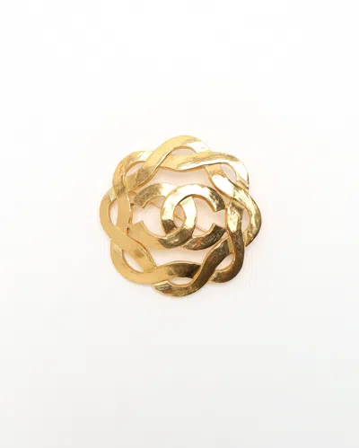 Pre-owned Chanel Coco Mark Brooch In Gold
