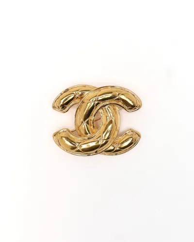 Pre-owned Chanel Coco Mark Brooch In Gold