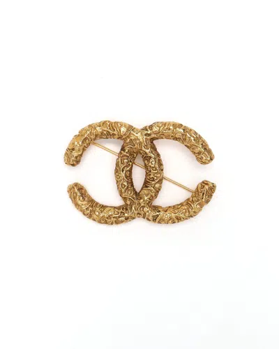 Pre-owned Chanel Coco Mark Brooch In Gold