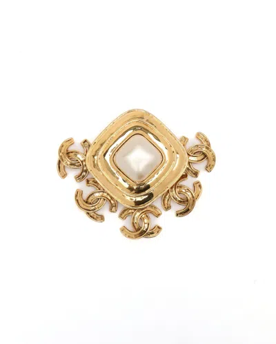 Pre-owned Chanel Coco Mark Brooch In Gold