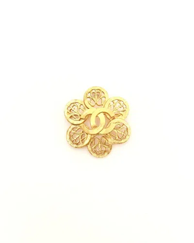 Pre-owned Chanel Coco Mark Brooch In Gold