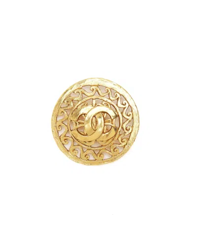 Pre-owned Chanel Coco Mark Brooch In Gold