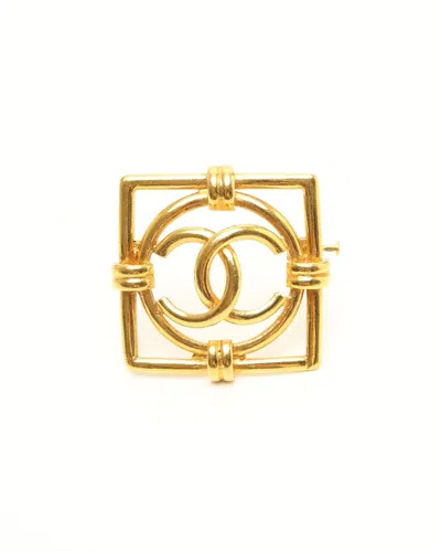 Pre-owned Chanel Coco Mark Brooch In Gold