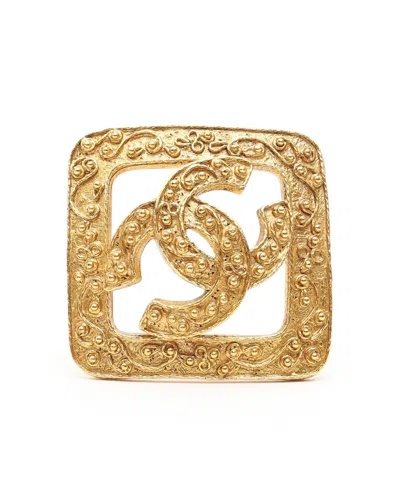Pre-owned Chanel Coco Mark Brooch In Gold