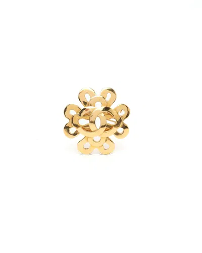 Pre-owned Chanel Coco Mark Brooch In Gold