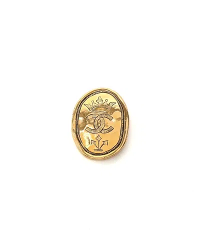 Pre-owned Chanel Coco Mark Brooch In Gold