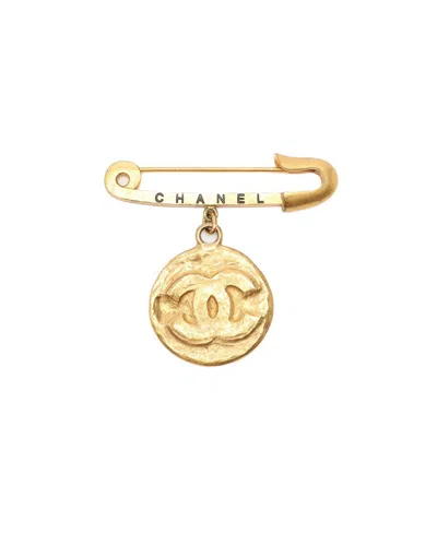 Pre-owned Chanel Coco Mark Brooch In Gold