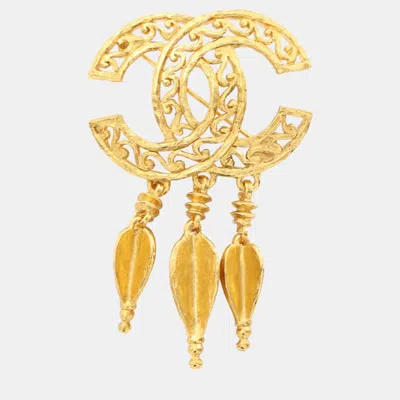 Pre-owned Chanel Coco Mark Brooch Gp Gold 95a