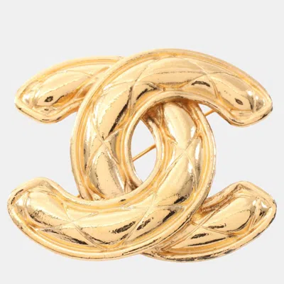 Pre-owned Chanel Coco Mark Brooch Gp Gold Vintage