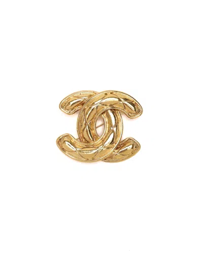 Pre-owned Chanel Coco Mark Brooch In Yellow