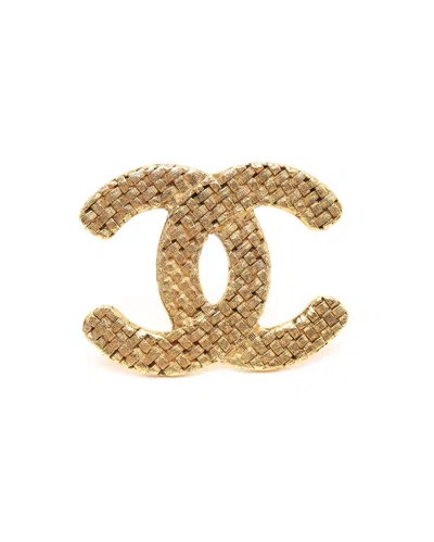 Pre-owned Chanel Coco Mark Brooch In Yellow