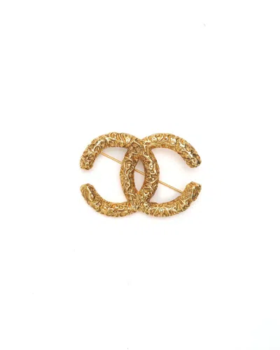 Pre-owned Chanel Coco Mark Brooch In Yellow