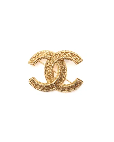 Pre-owned Chanel Coco Mark Brooch In Yellow