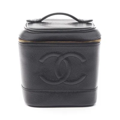 Pre-owned Chanel Coco Mark Calf Handbag In Black