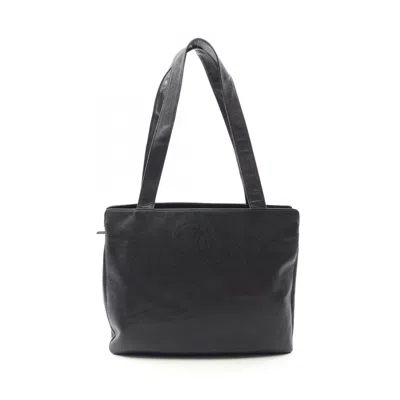 Pre-owned Chanel Coco Mark Calf Tote Bag In Black