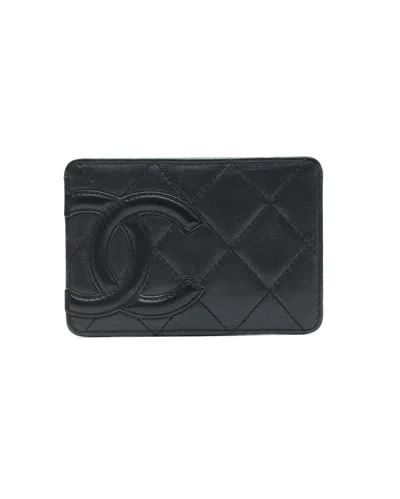 Pre-owned Chanel Coco Mark Cambon Card Holder In Black