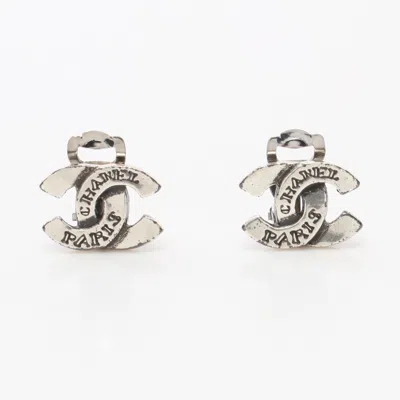 Pre-owned Chanel Coco Mark Cambon Earrings Silver 99a