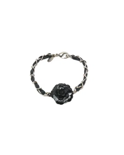 Chanel Coco Mark Camellia Bracelet In Black