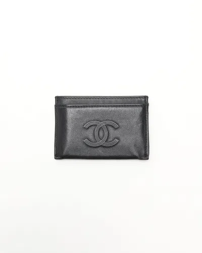 Pre-owned Chanel Coco Mark Card Holder In Black