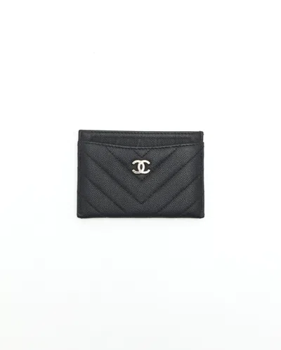 Pre-owned Chanel Coco Mark Card Holder In Black