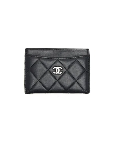 Pre-owned Chanel Coco Mark Card Holder In Black