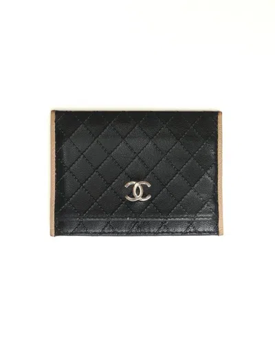 Pre-owned Chanel Coco Mark Card Holder In Black