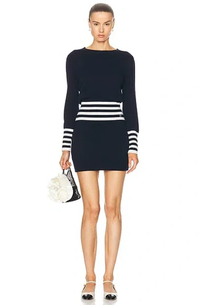 Pre-owned Chanel Coco Mark Cashmere Dress In Black & White