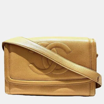 Pre-owned Chanel Coco Mark Caviar Skin Bag In Brown