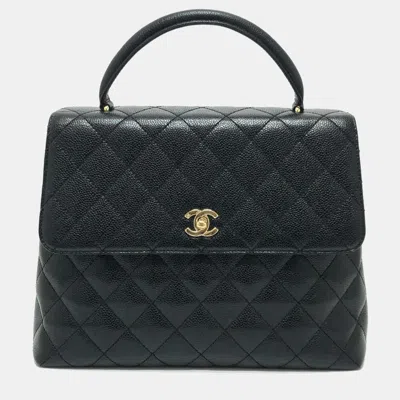Pre-owned Chanel Coco Mark Cc Matelasse Quilted Tote Bag In Caviar Leather Black