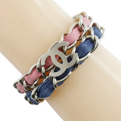 Pre-owned Chanel Coco Mark Chain 2 Bracelet Metal And Denim Multicolour Mesh Bracelet Jewelry ()