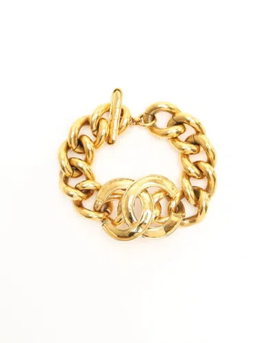 Pre-owned Chanel Coco Mark Chain Bracelet In Yellow