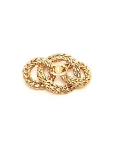 Pre-owned Chanel Coco Mark Chain Brooch In Gold