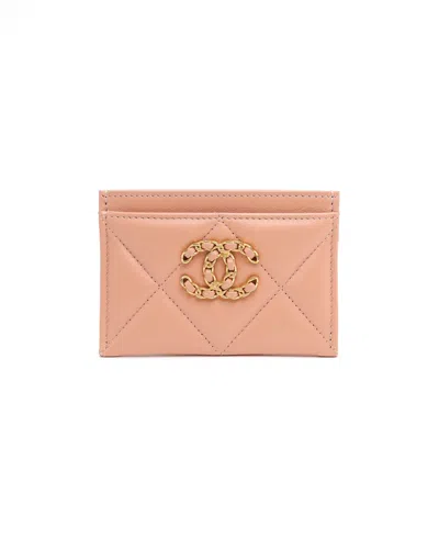 Chanel Coco Mark Chain Card Holder In Pink