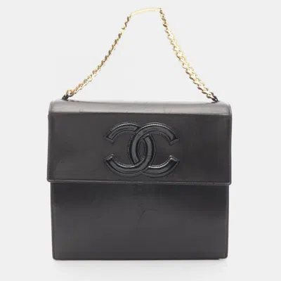 Pre-owned Chanel Coco Mark Chain Handbag Lamb Leather Black