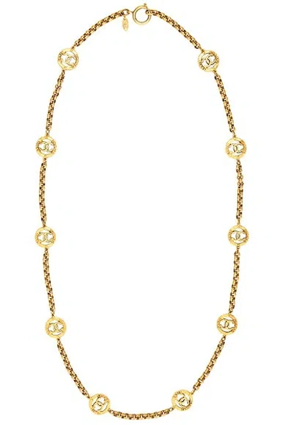 Pre-owned Chanel Coco Mark Chain Necklace In Gold