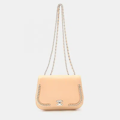 Pre-owned Chanel Coco Mark Chain Shoulder Bag Leather Beige Shw Cc In Sand