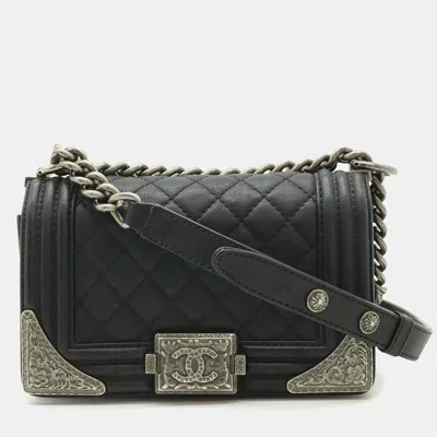 Pre-owned Chanel Coco Mark Chain Shoulder Bag Leather Black